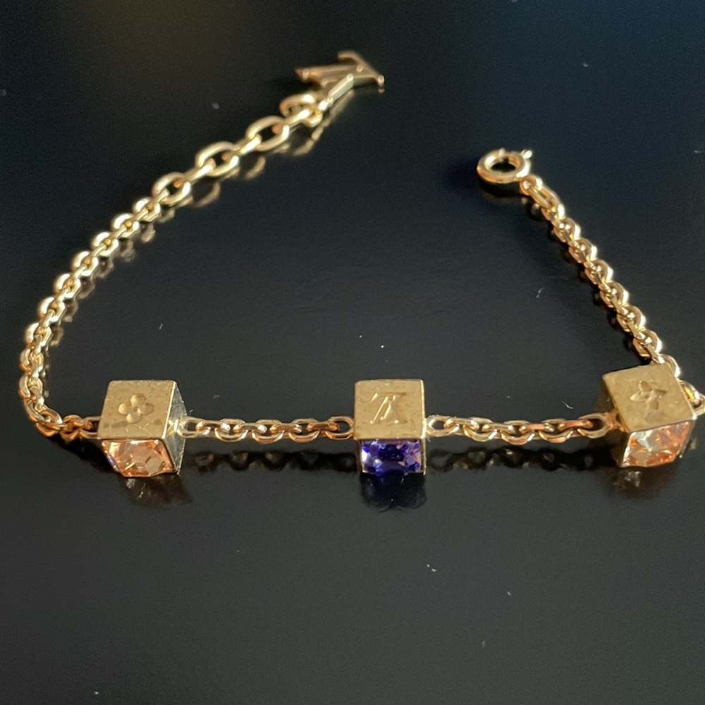 Louis Vuitton Gold Cube Charm Bracelet